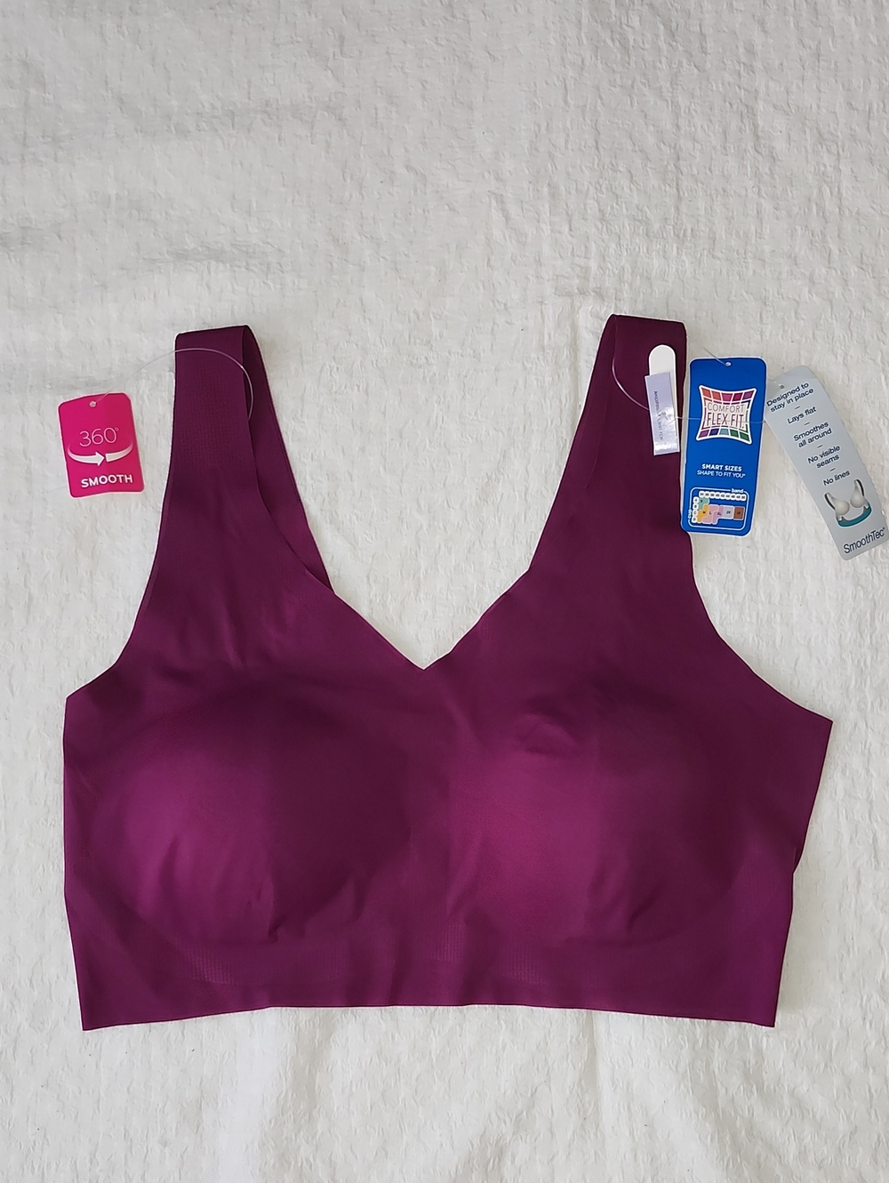 Hanes Invisible Embrace Wireless Bra SmoothTec Plum Plus Size 2XL NWT